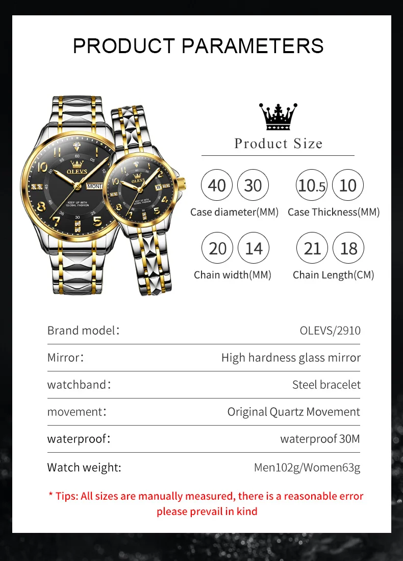 Olevs Couple Watch 2910