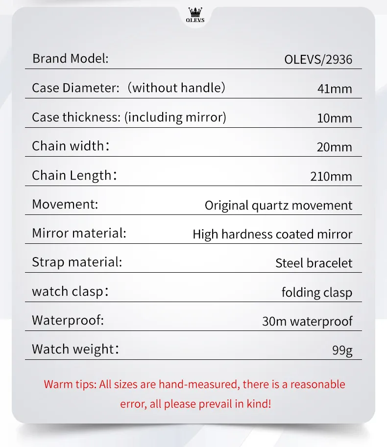 Olevs Men's Watch 2936