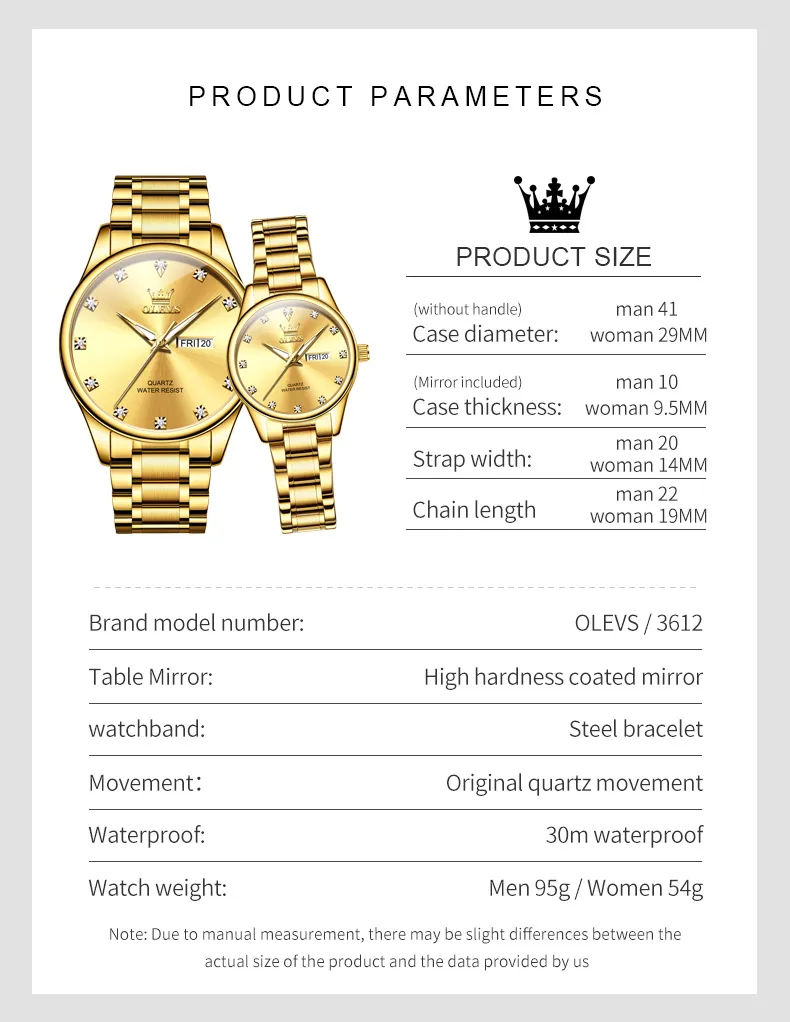 Olevs Couple Watch 3612