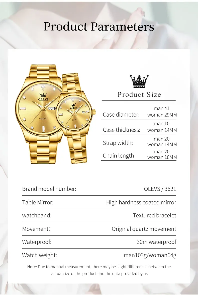 Olevs Couple Watch 3621