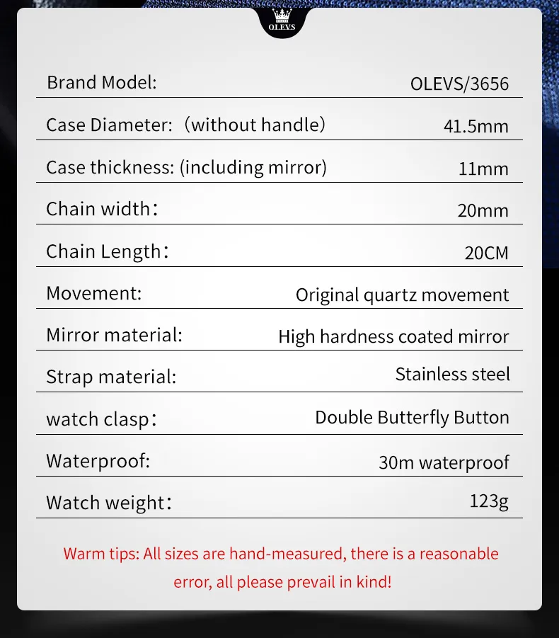 Olevs Men's Watch 3656