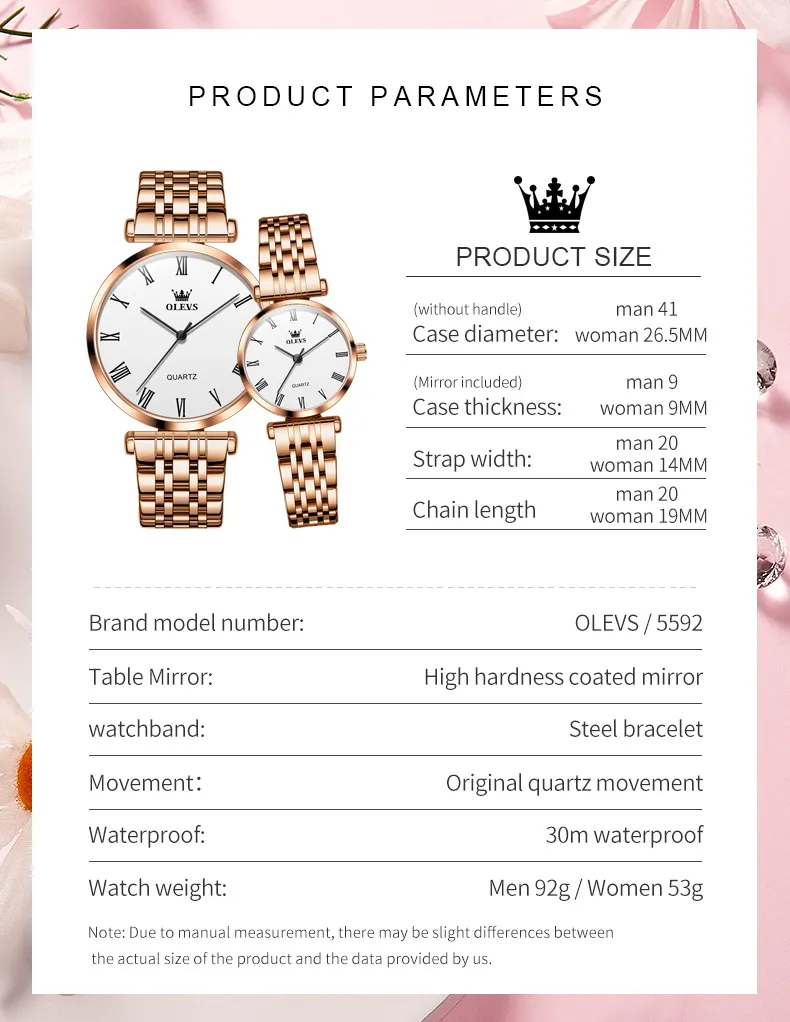 Olevs Couple Watch 5592