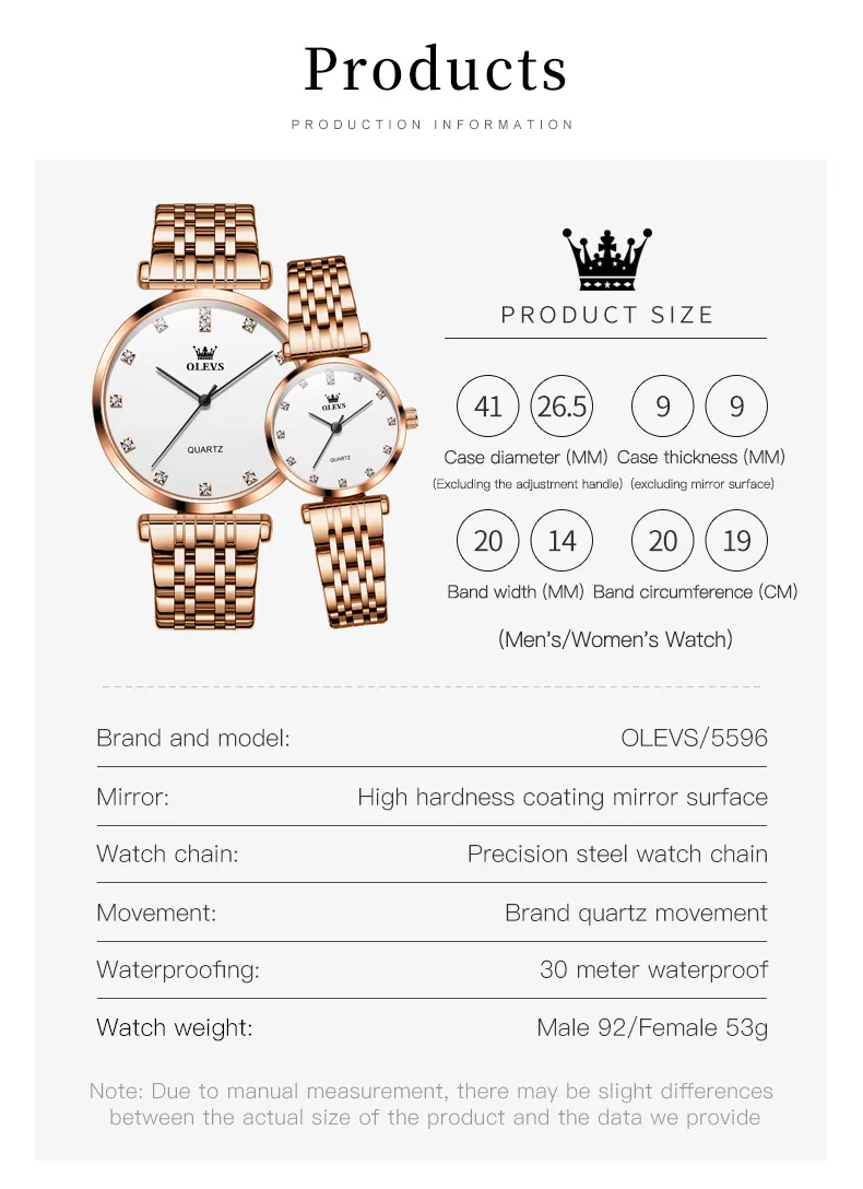 Olevs Couple Watch 5596