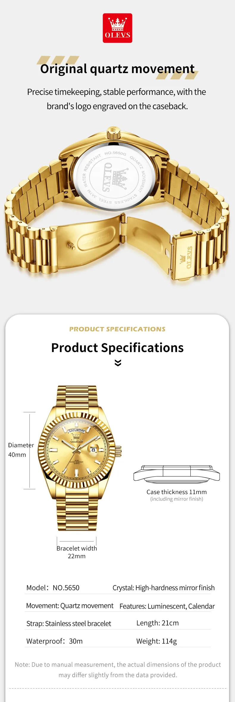 Olevs Men's Watch 5650