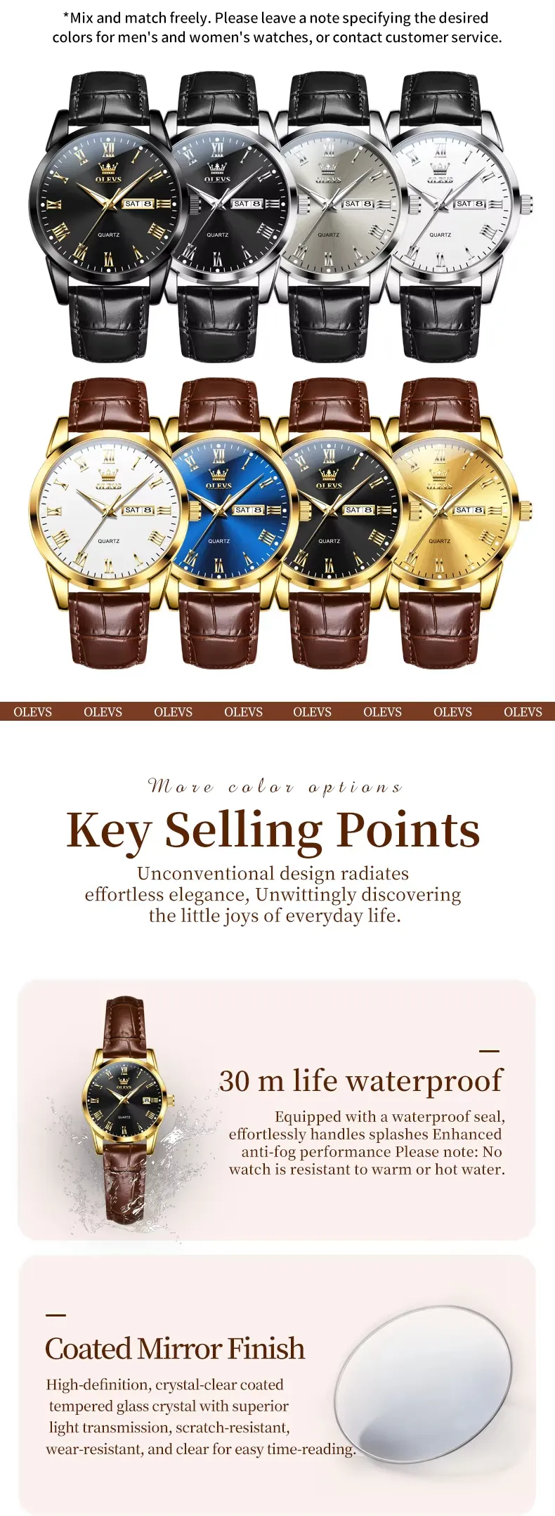 Olevs Couple Watch 5892