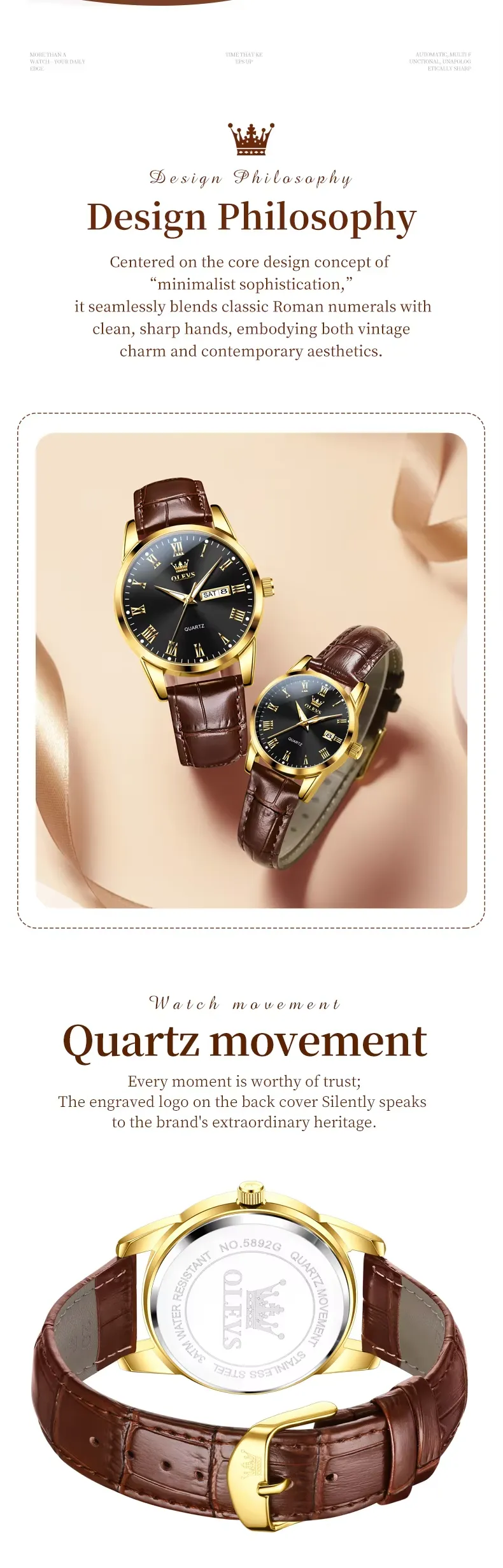 Olevs Couple Watch 5892