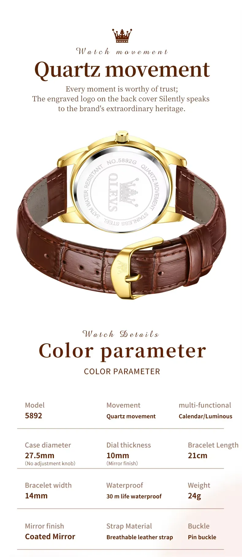 Olevs Women's Watch 5892