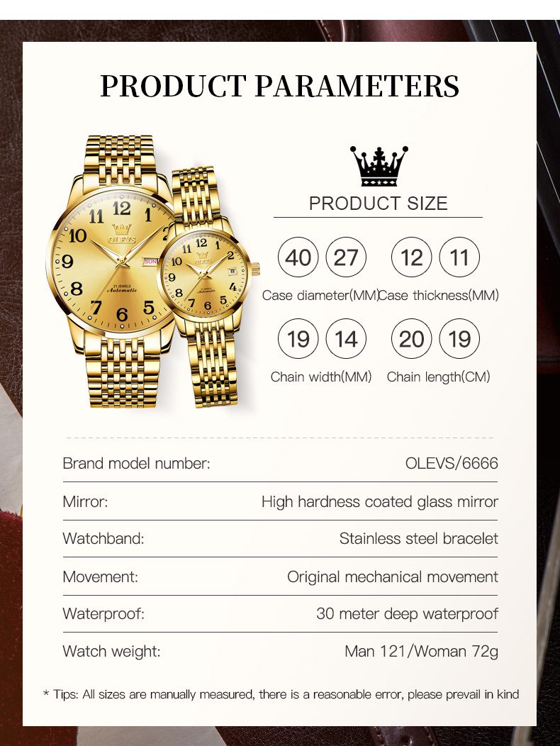 Olevs Couple Watch 6666