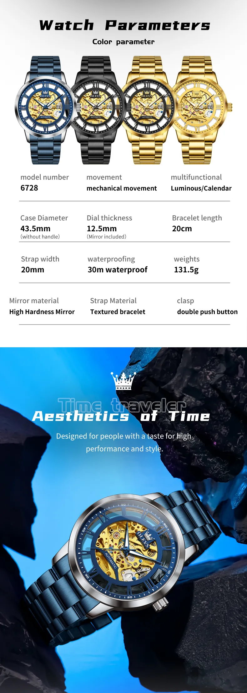 Olevs Men's Watch 6728