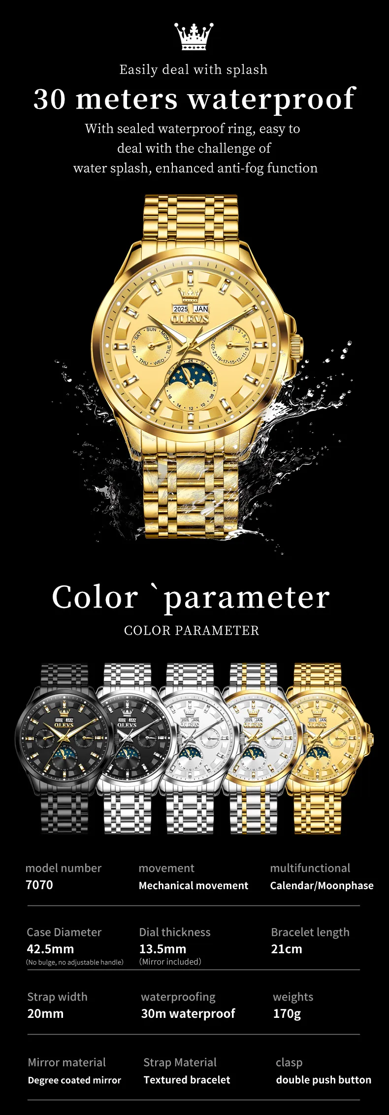 Olevs Men's Watch 7070