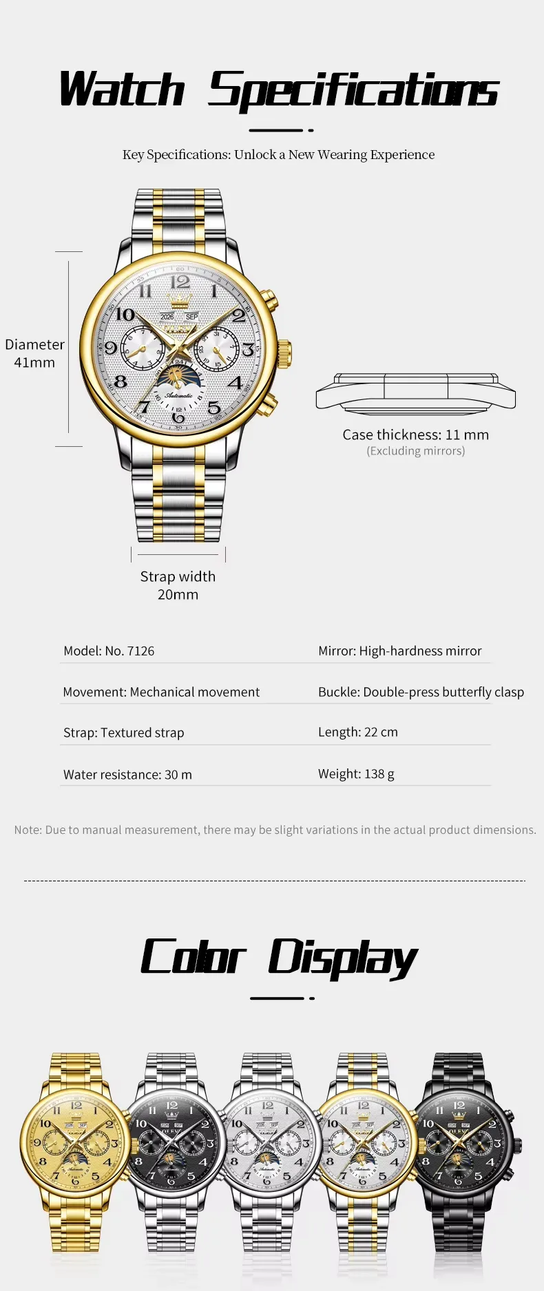 Olevs Men's Watch 7126