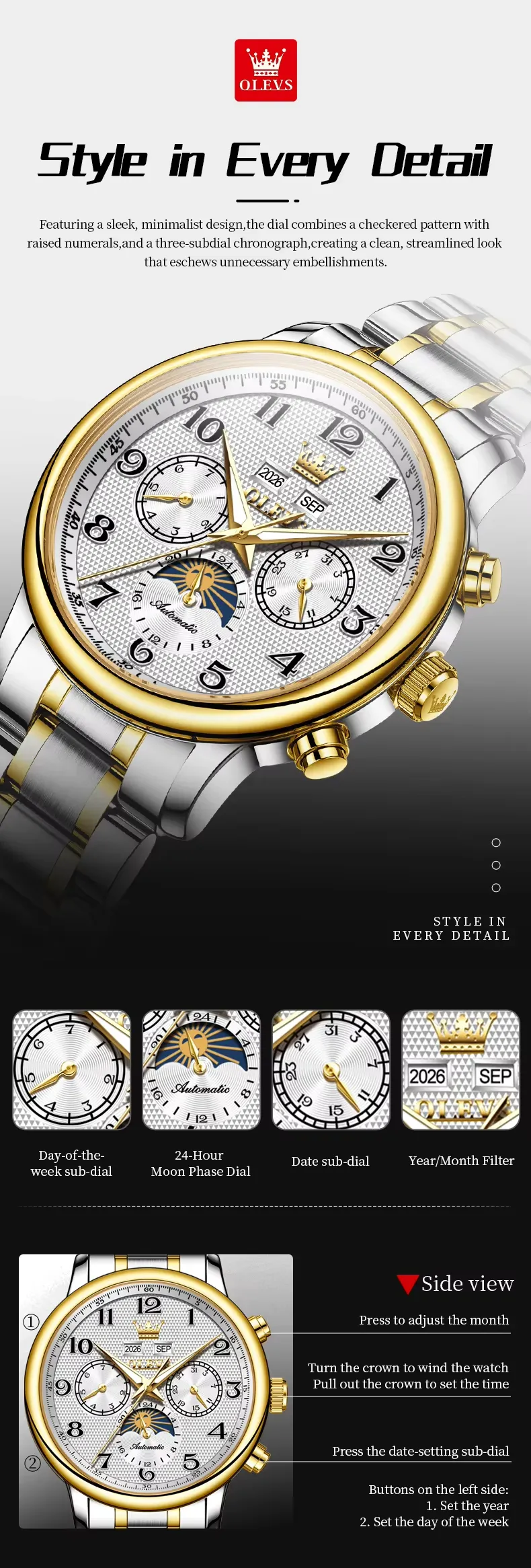 Olevs Men's Watch 7126