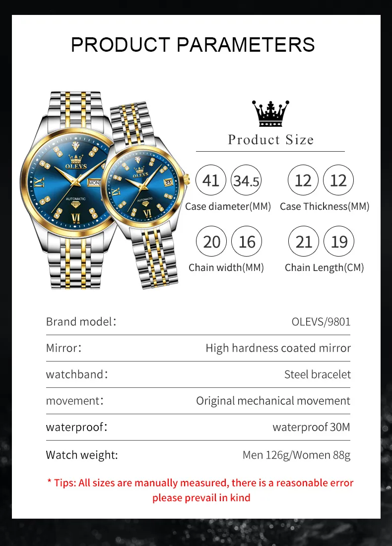 Olevs Couple Watch 9801