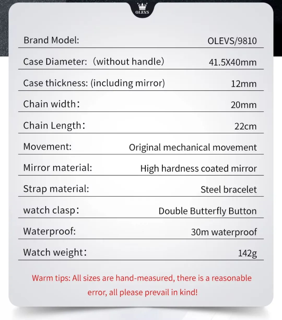 OLEVS Men's Watch 9810