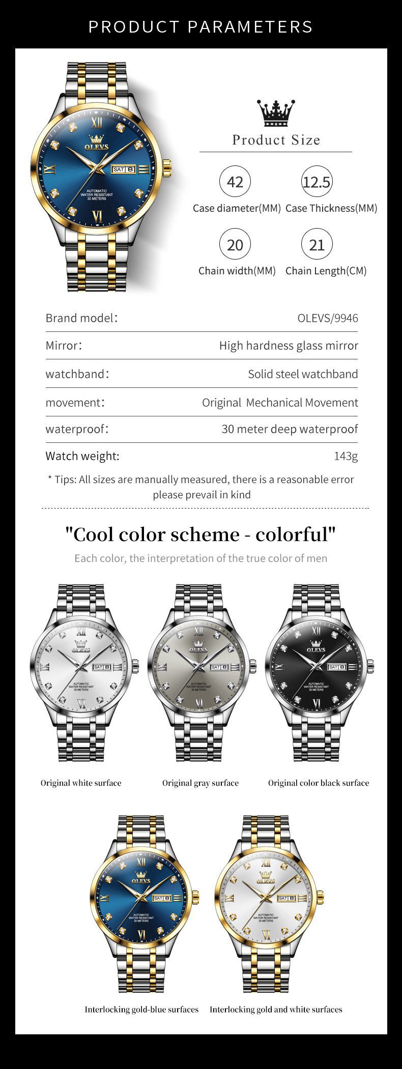 Olevs Men's Watch 9946