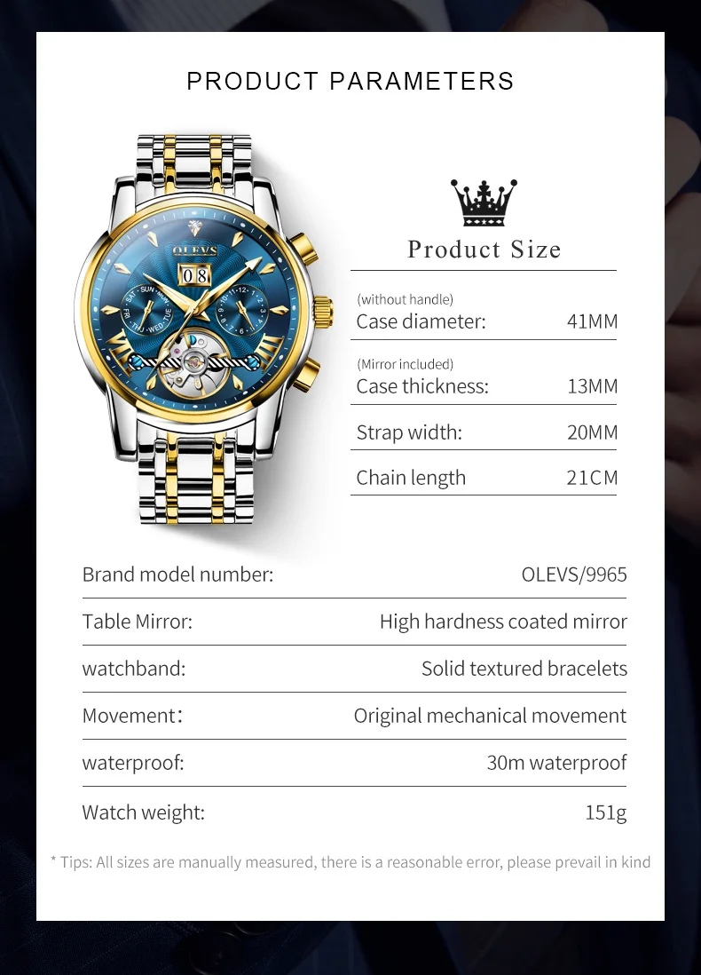 Olevs Men's Watch 9965