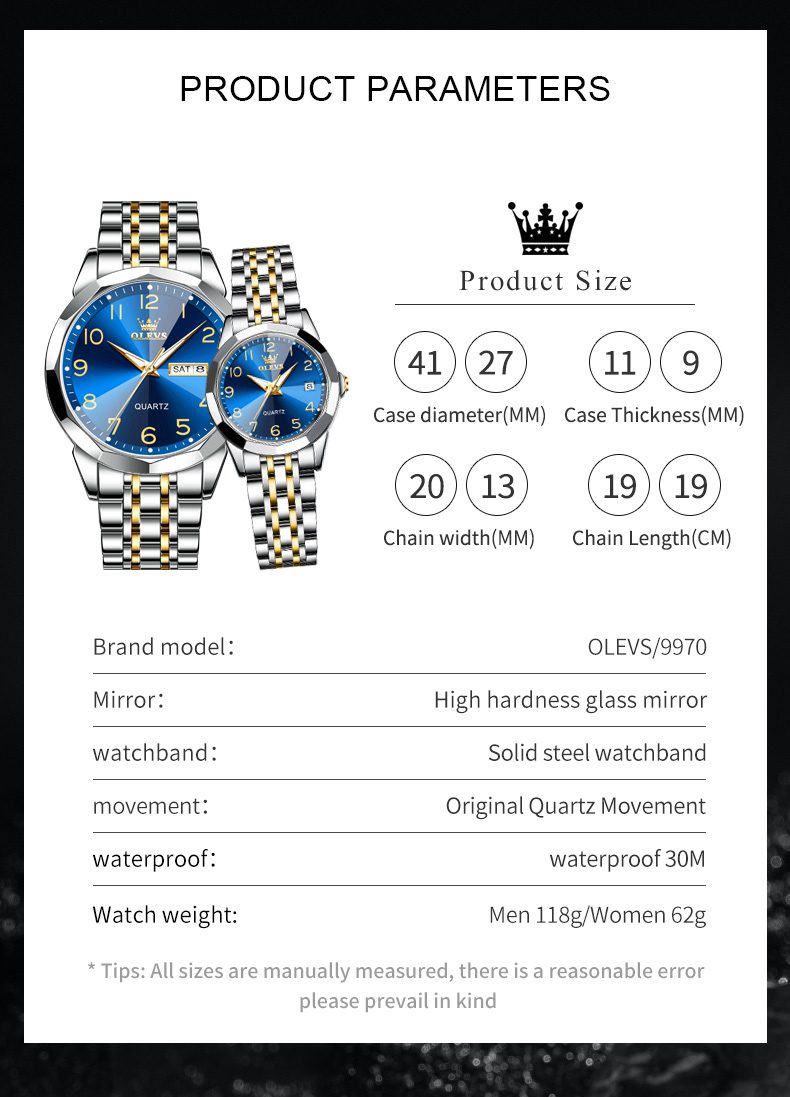 Olevs Couple Watch 9970