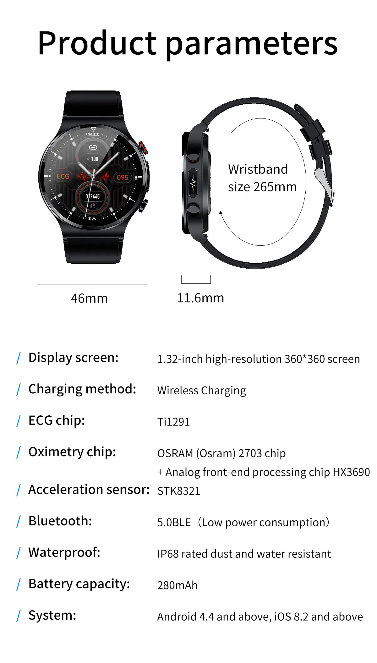 ECG Health Smartwatch E400