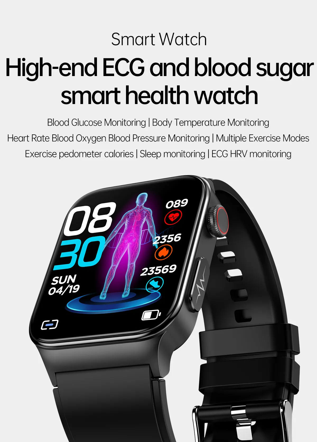 Blood Sugar Smart Watch Blood Pressure Measurement Blood Sugar