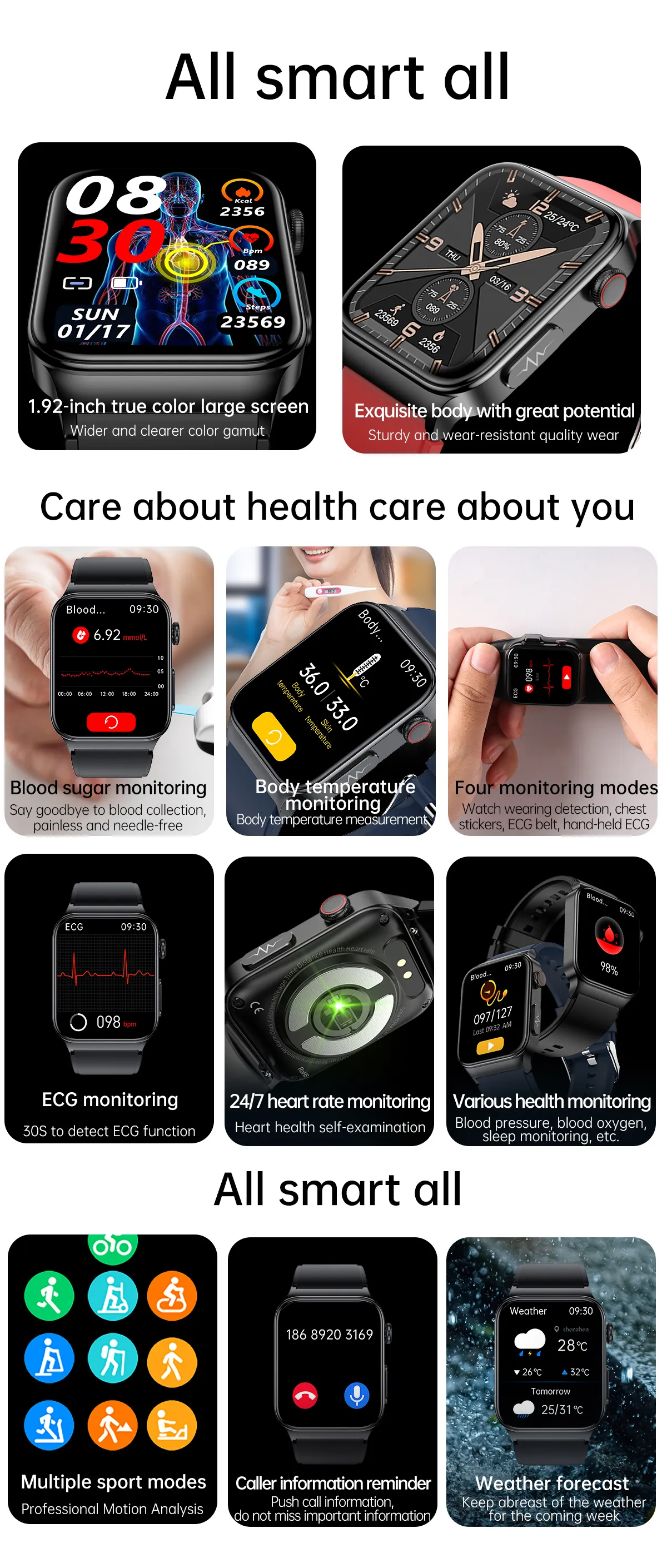 ECG Health Smartwatch E500