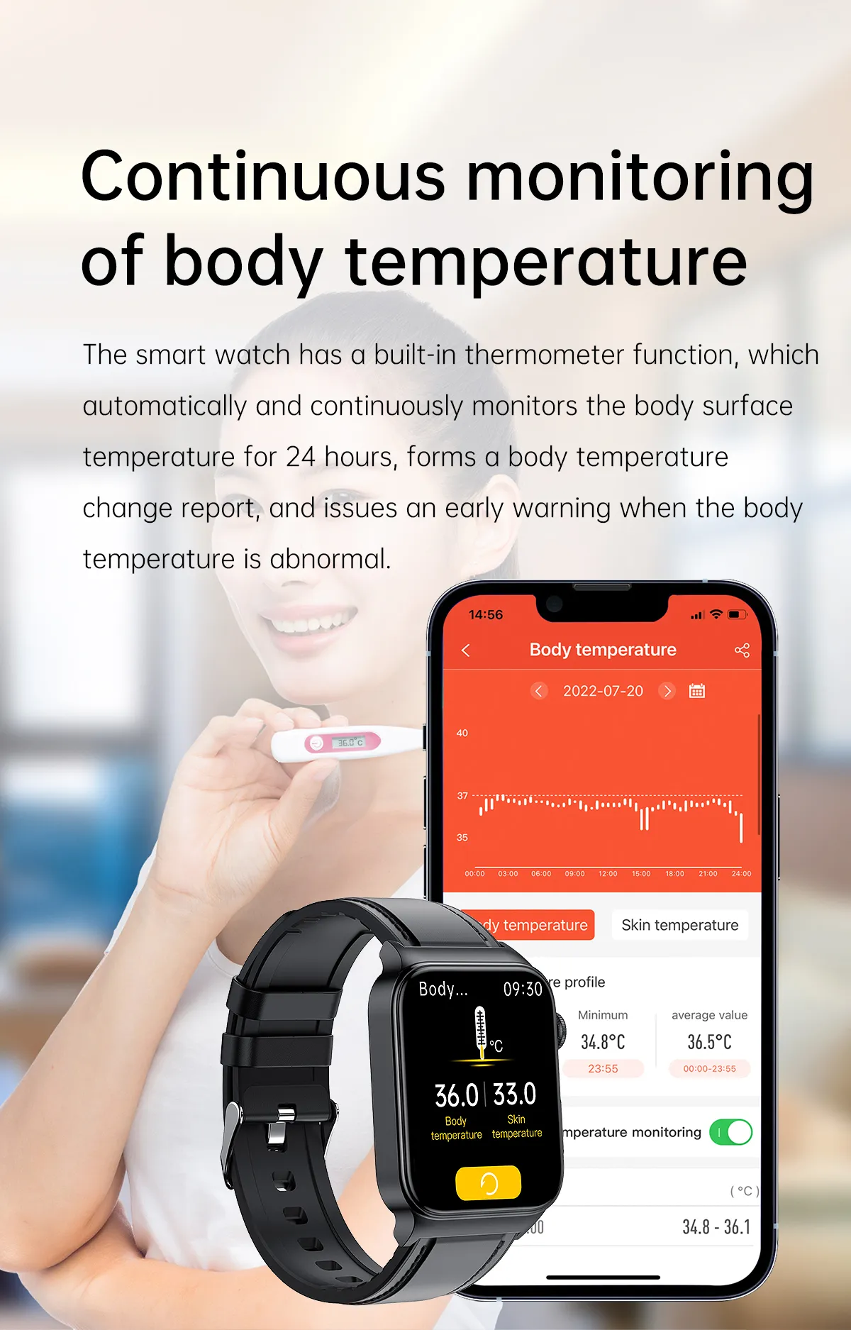 ECG Health Smartwatch E500