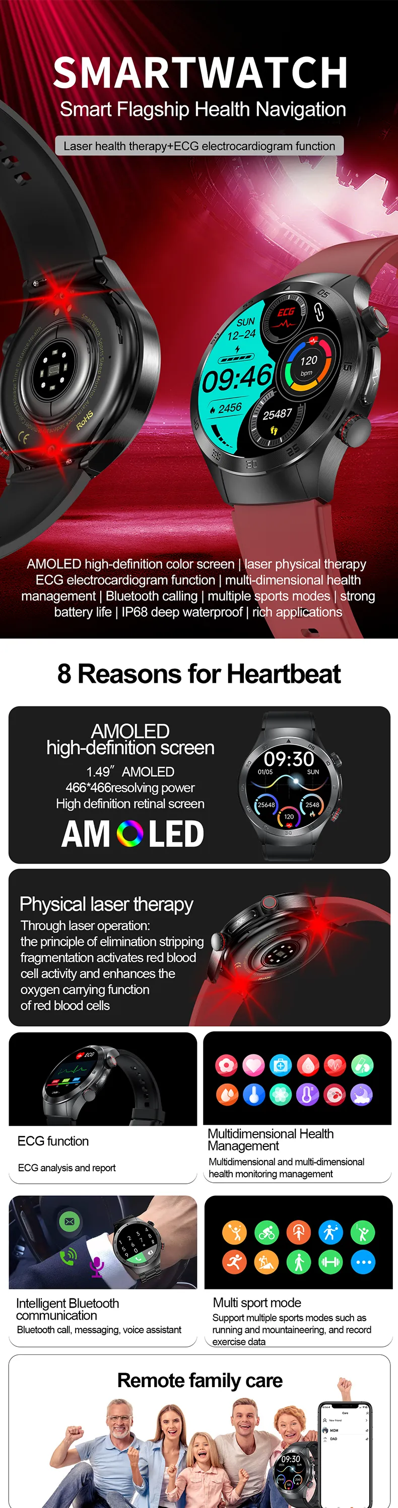 ECG Health Smartwatch E800