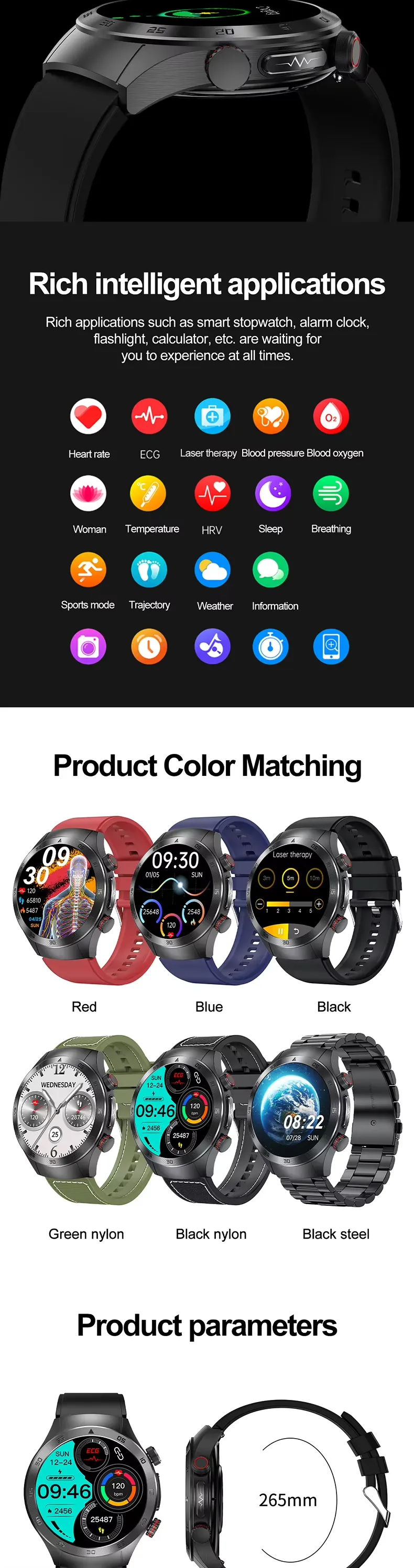 ECG Health Smartwatch E800