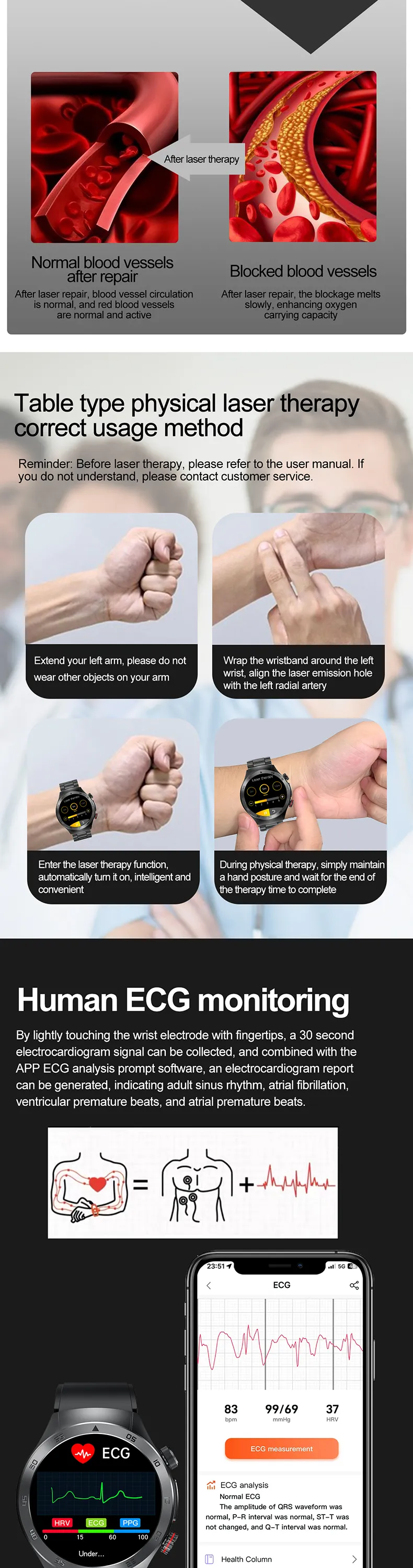 ECG Health Smartwatch E800
