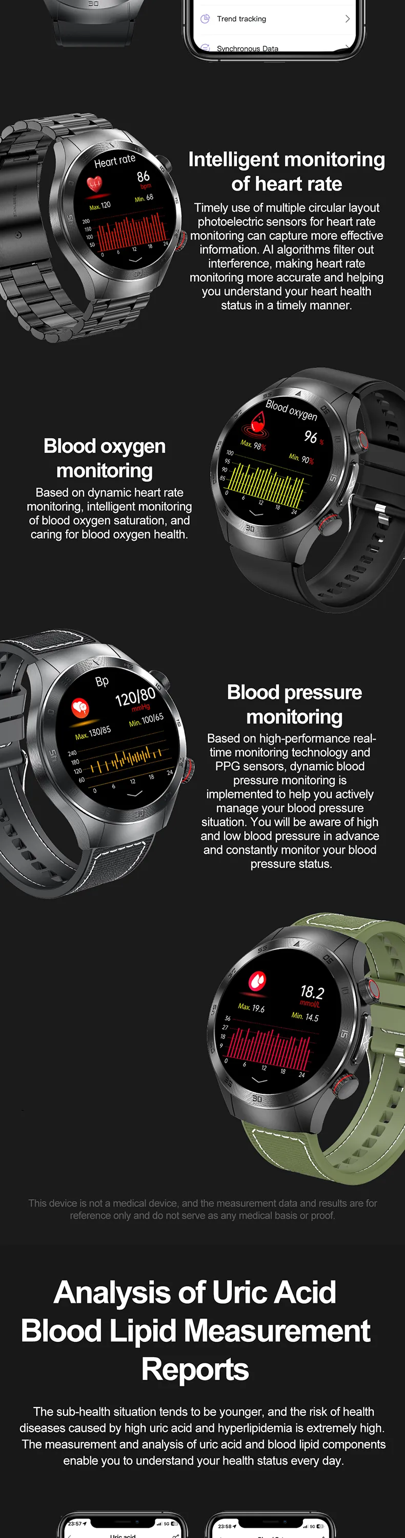 ECG Health Smartwatch E800