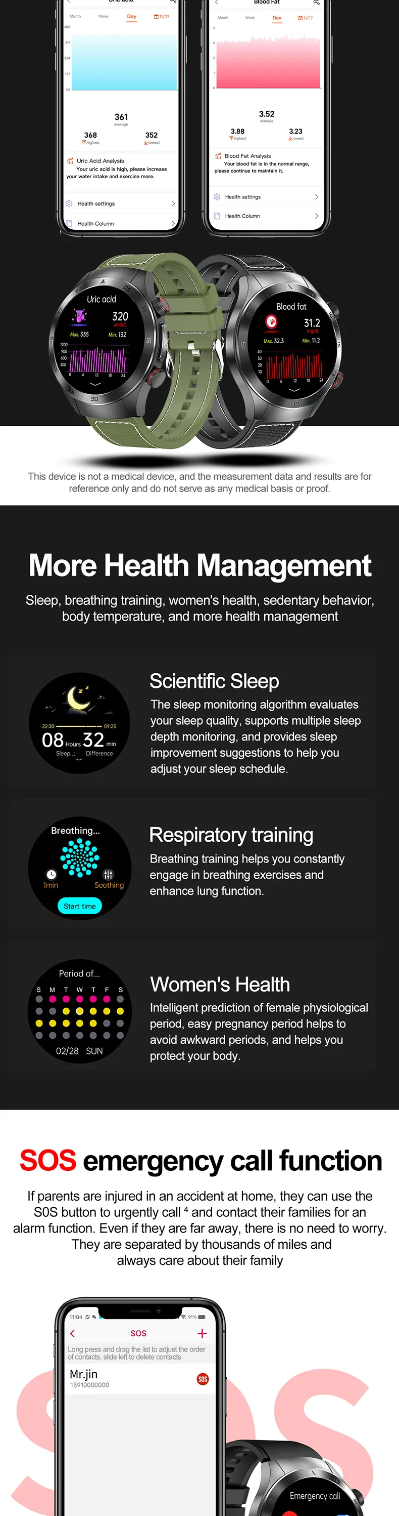 ECG Health Smartwatch E800