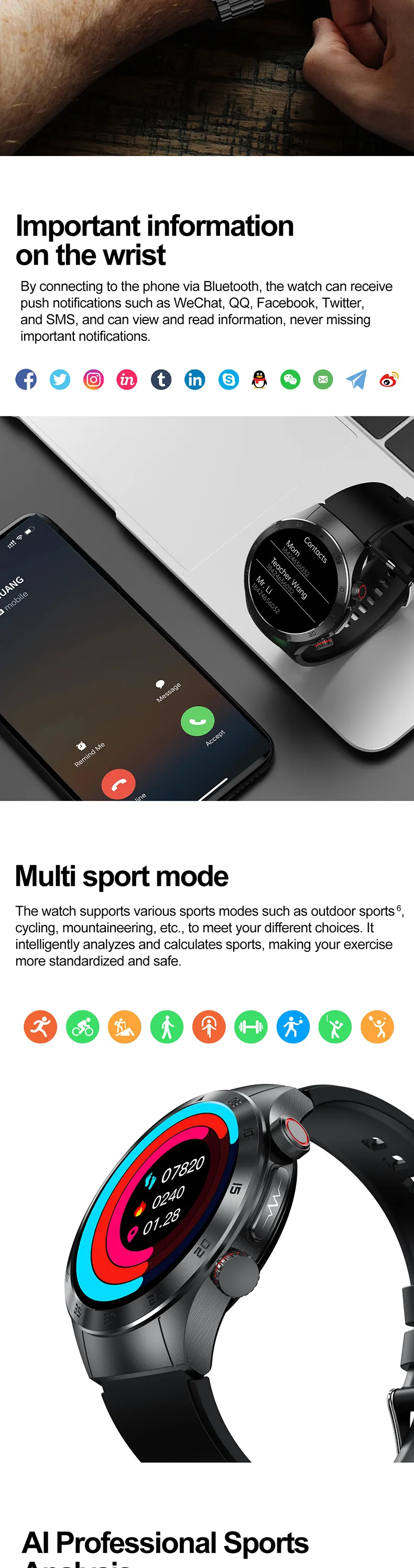 ECG Health Smartwatch E800