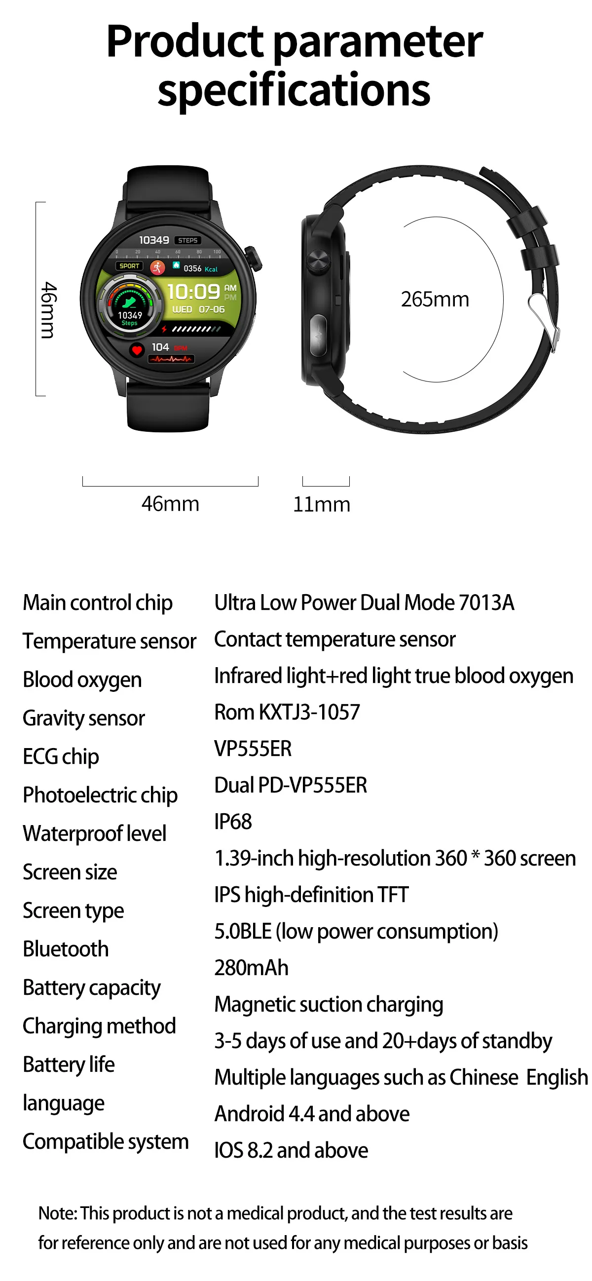 ECG Health Smartwatch ET470