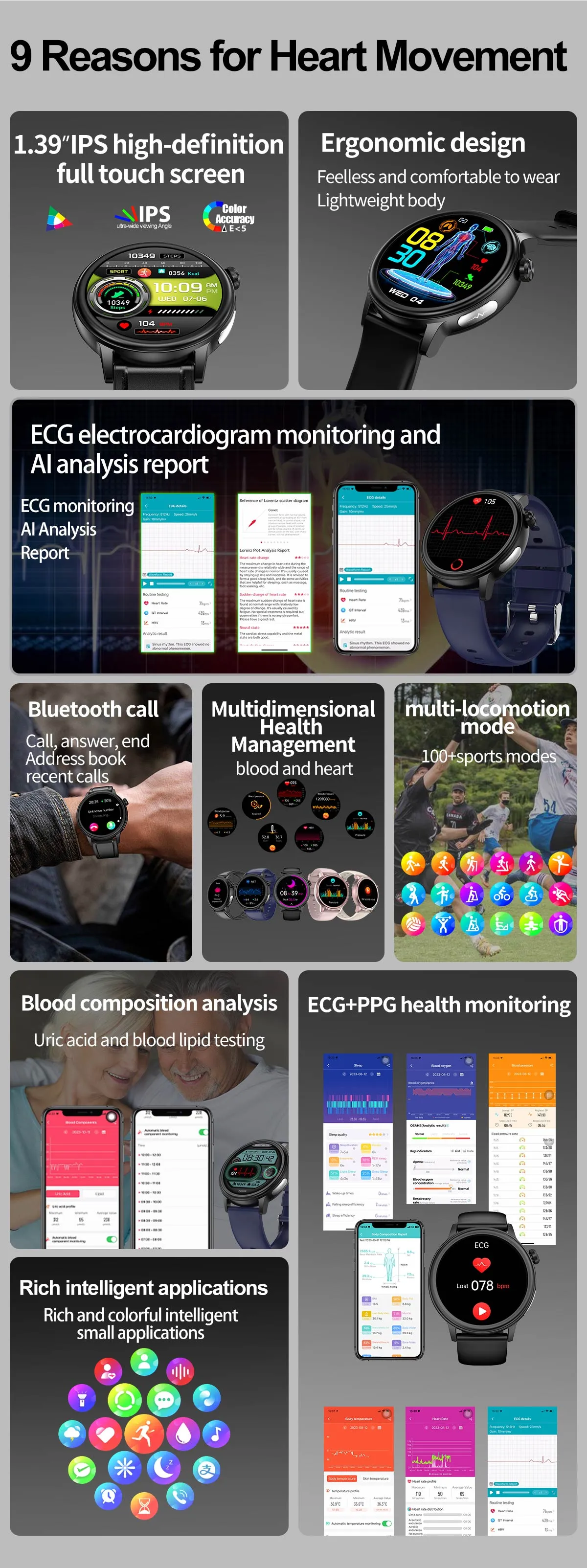ECG Health Smartwatch ET470
