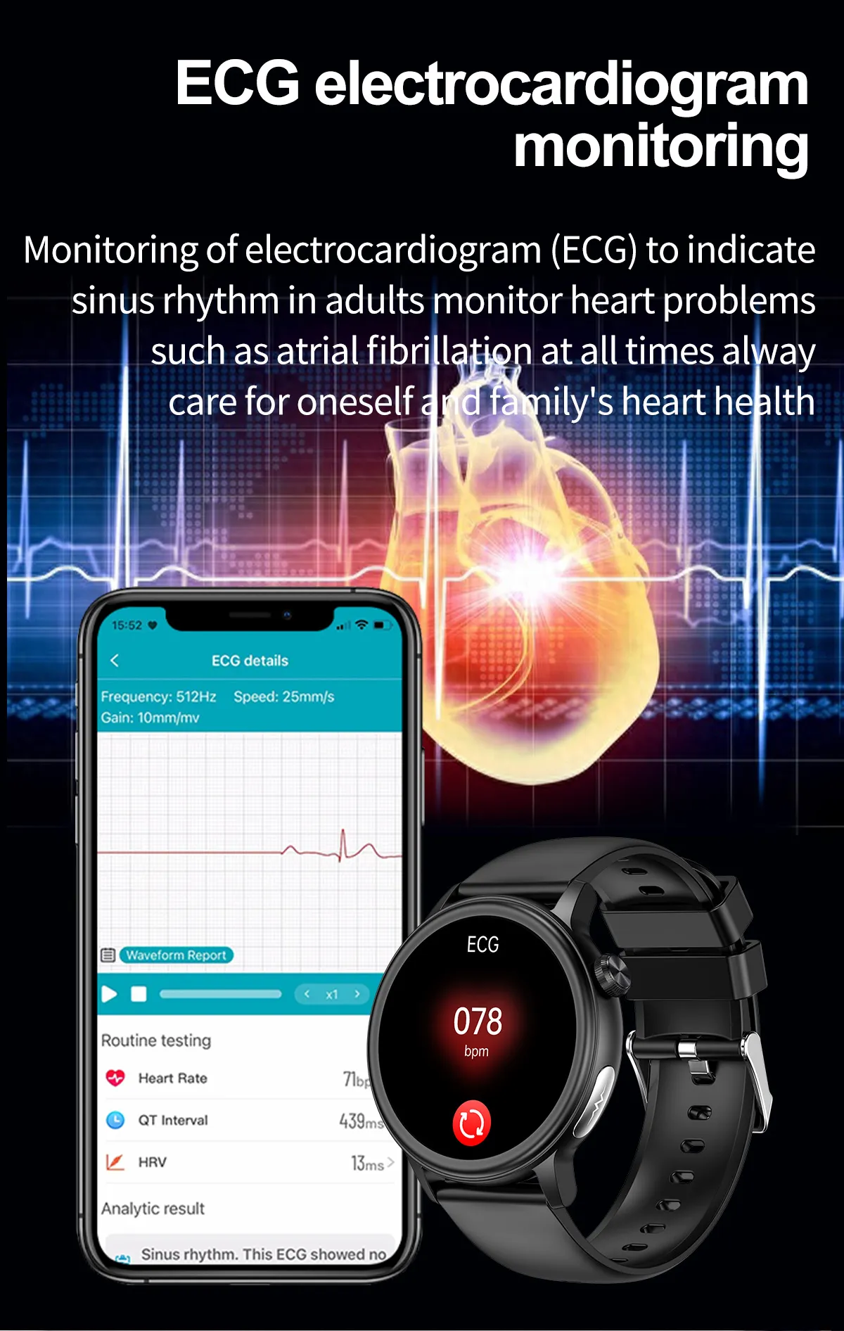 ECG Health Smartwatch ET470