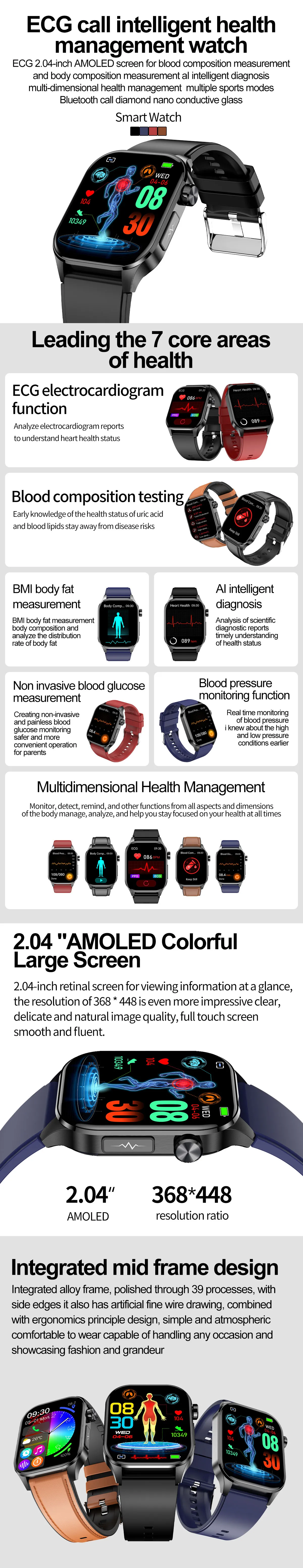ECG Health Smartwatch ET580