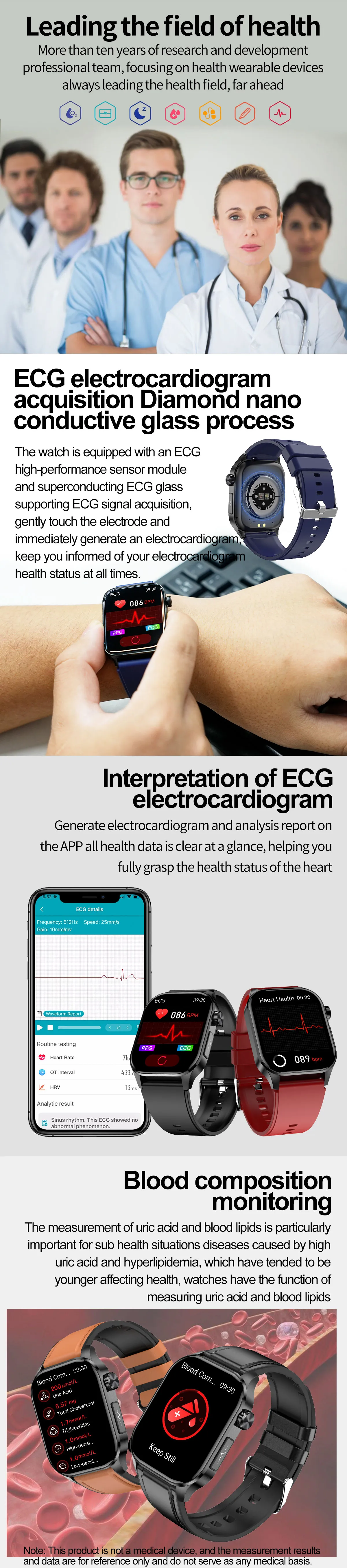 ECG Health Smartwatch ET580