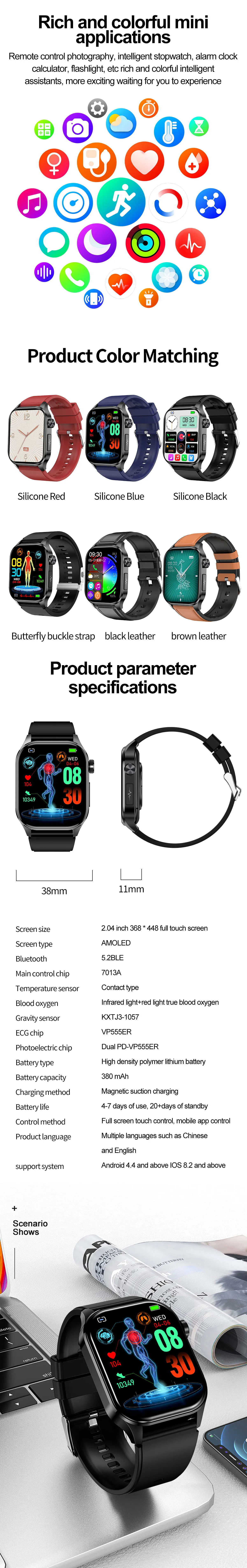 ECG Health Smartwatch ET580