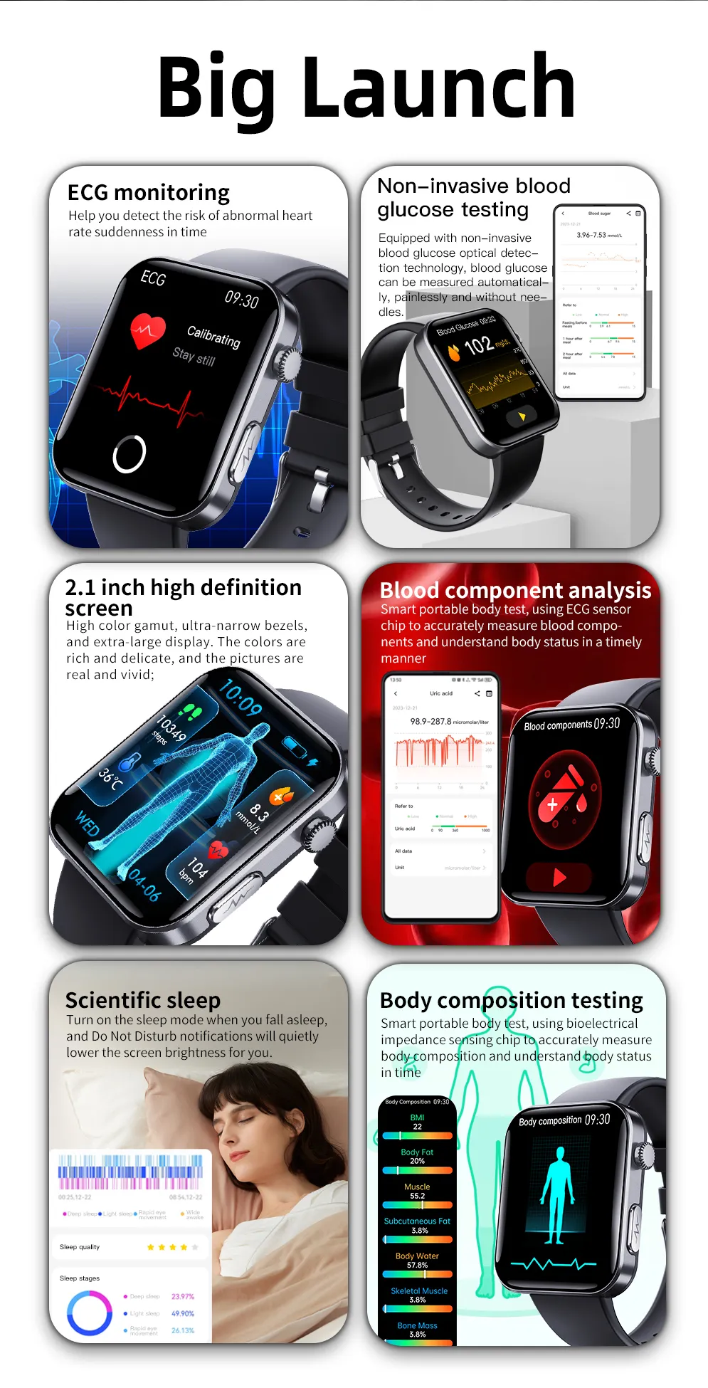 ECG Health Smartwatch F300