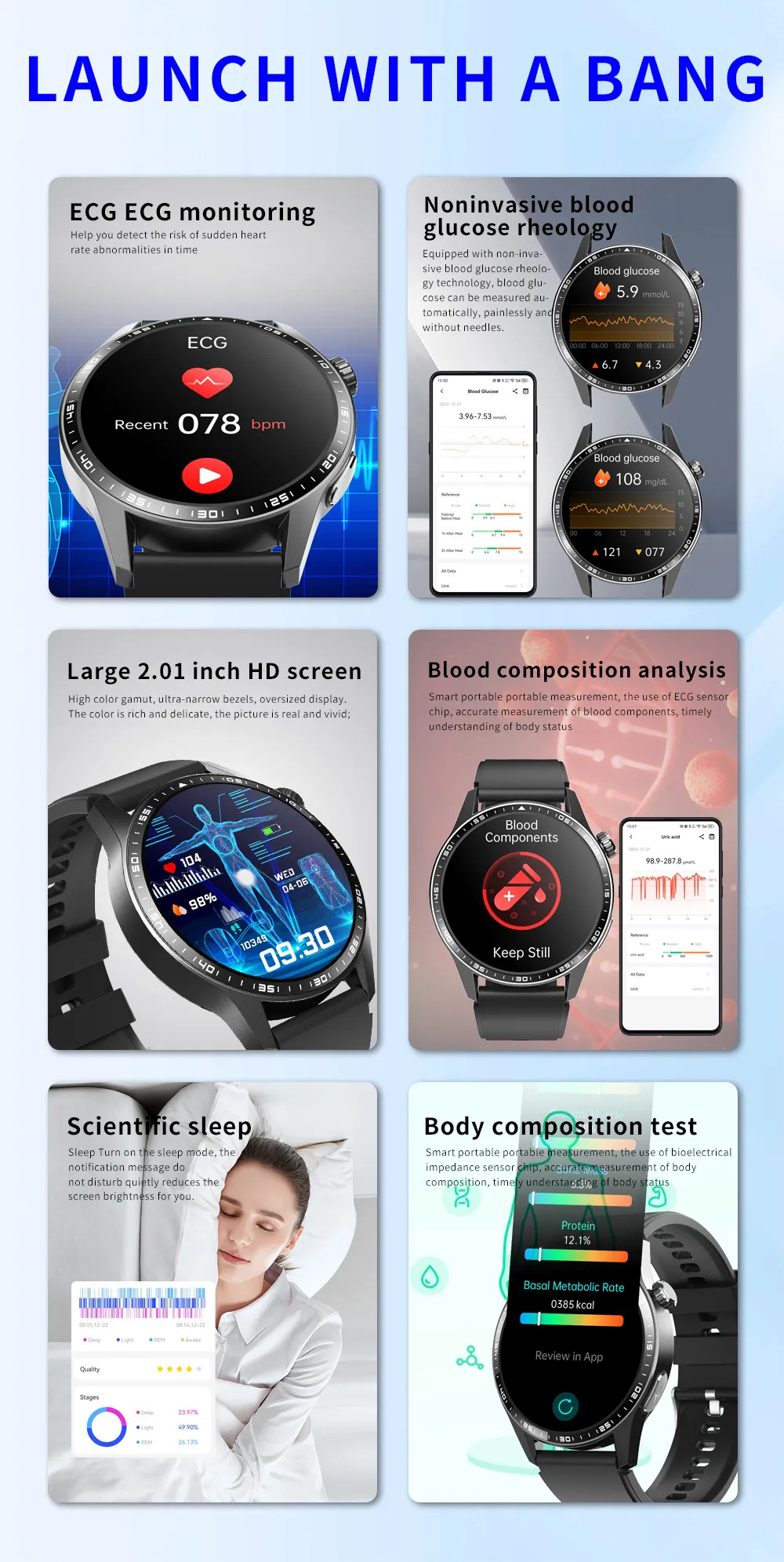 ECG Health Smartwatch F400