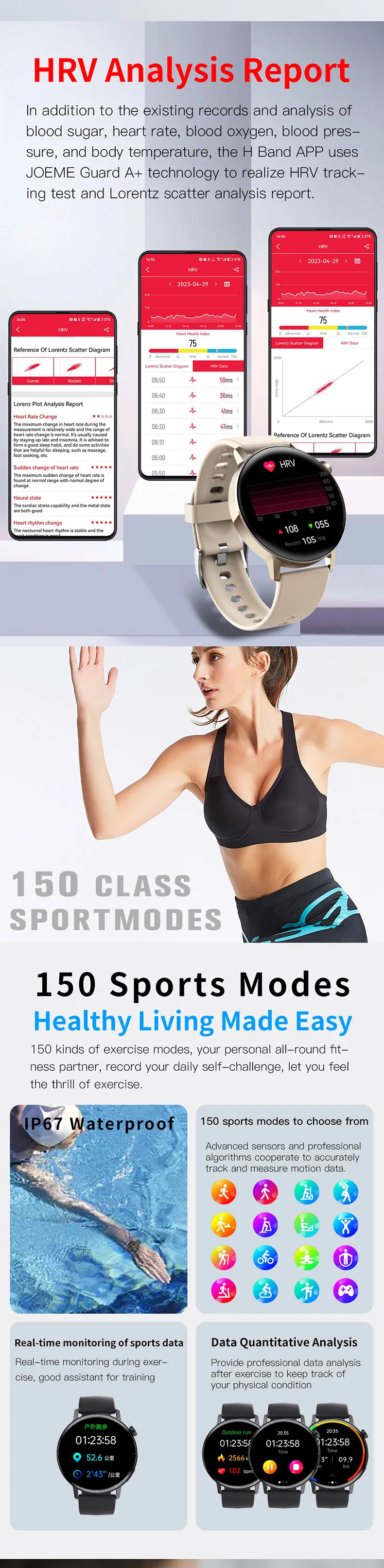 ECG Health Smartwatch F67S