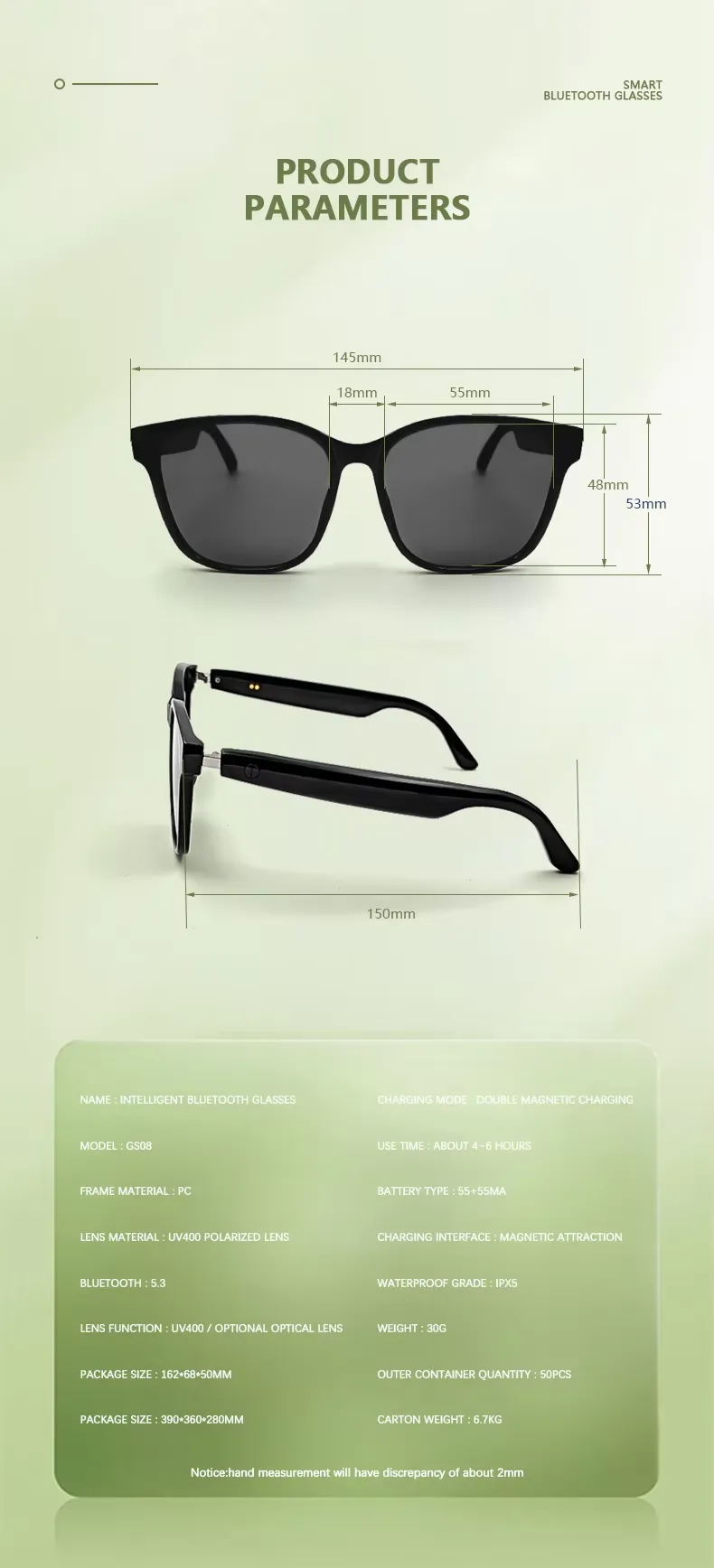 Olevs Smart Glasses GS08