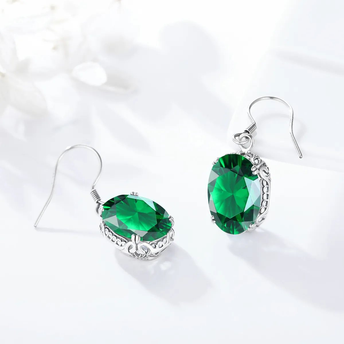 Edwardian Filigree Emerald Jewelry Set