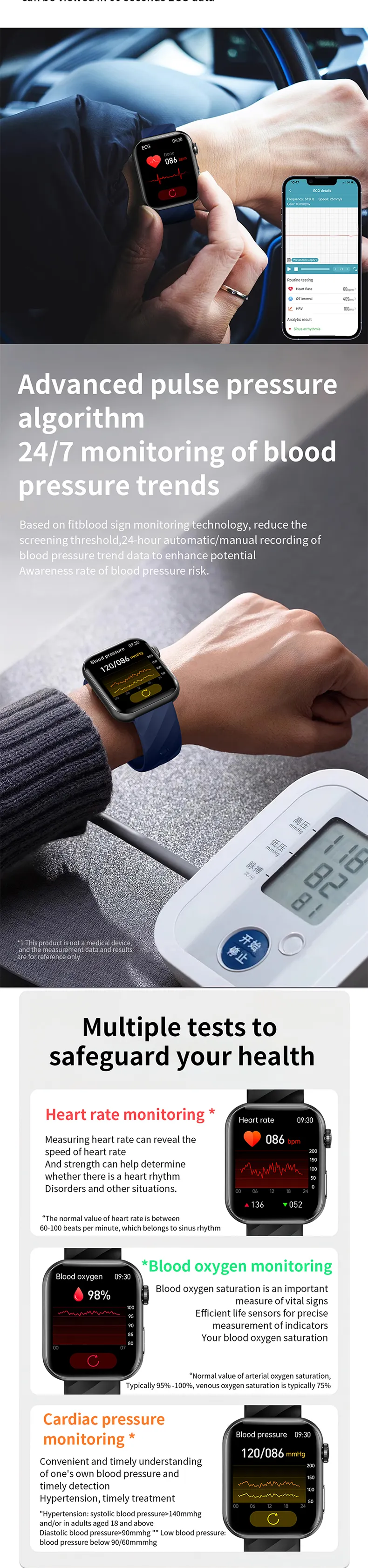 ECG Health Smartwatch NX13