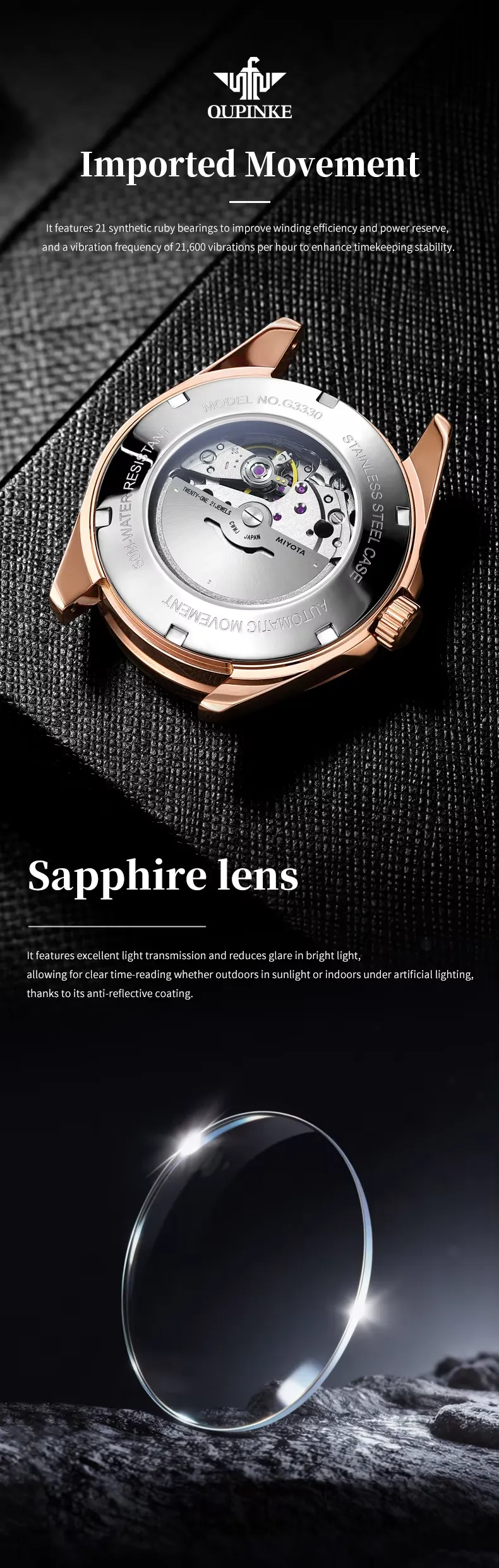 OUPINKE Men's Watch 3330