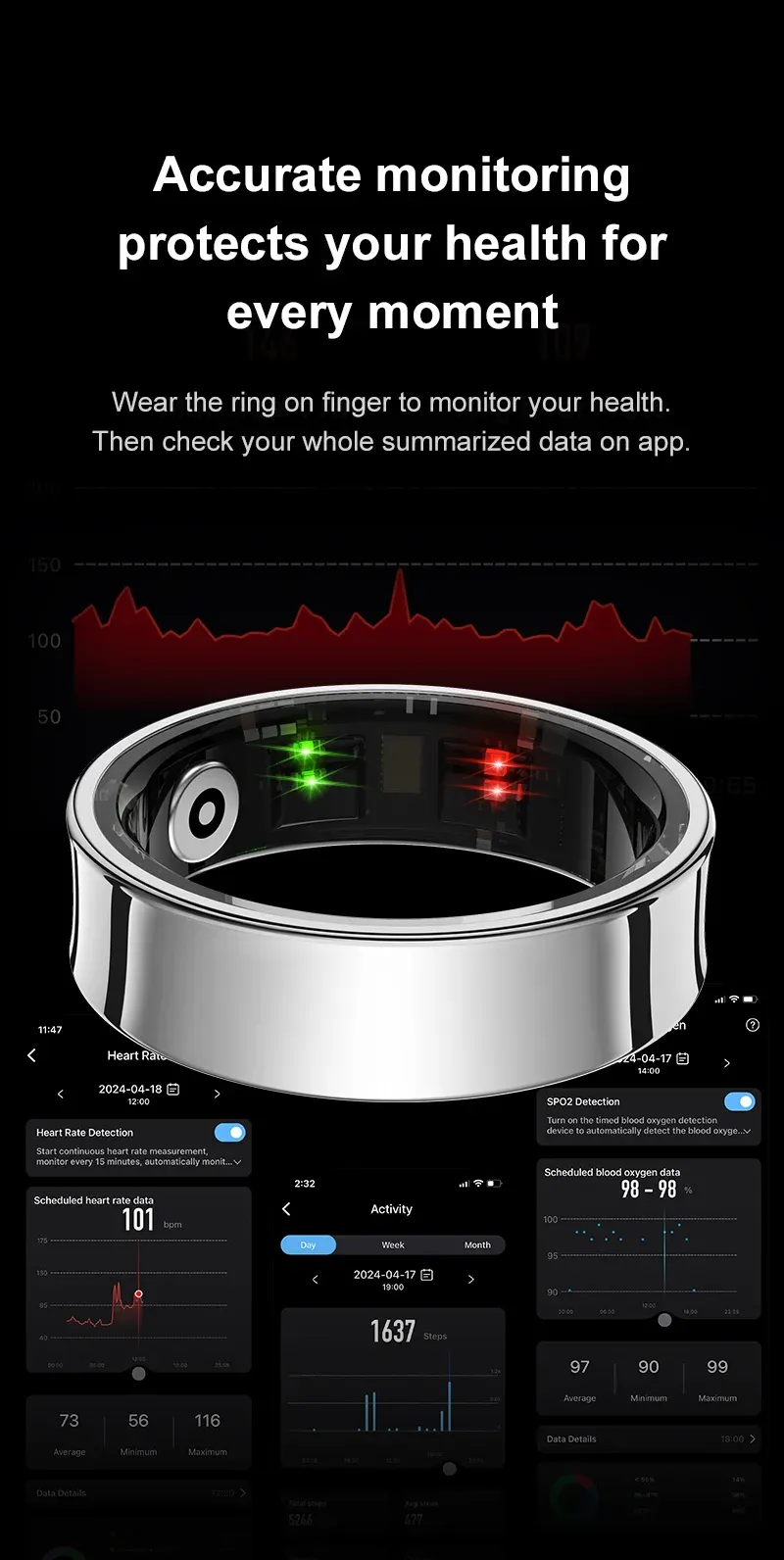 Health Tracker Smart Ring R09
