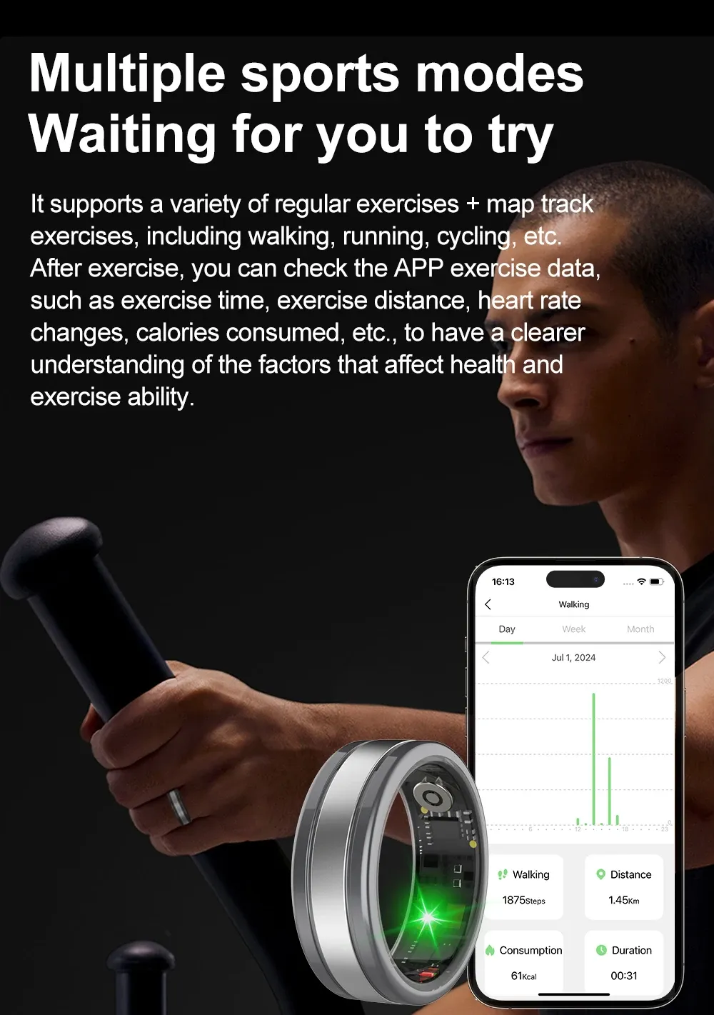 Health Tracker Smart Ring R18