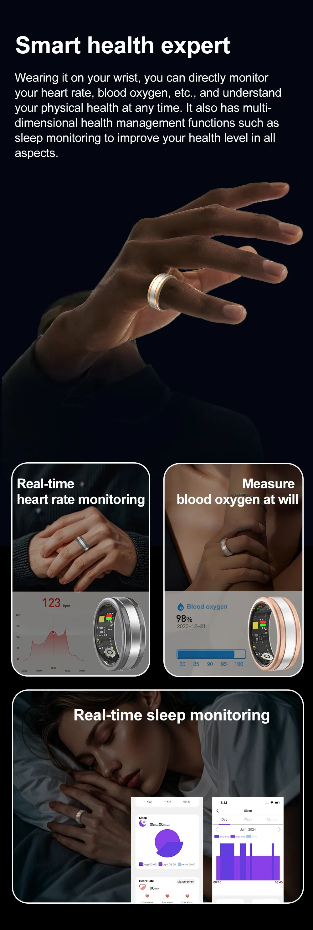 Health Tracker Smart Ring R18