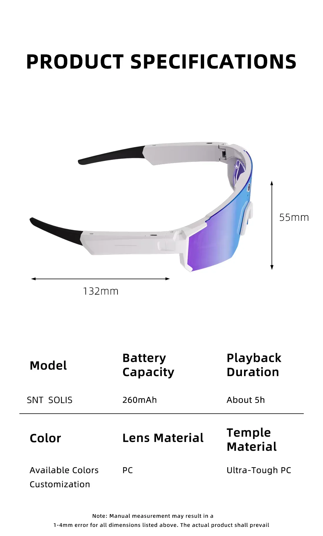 Olevs Smart Glasses SNT SOLIS