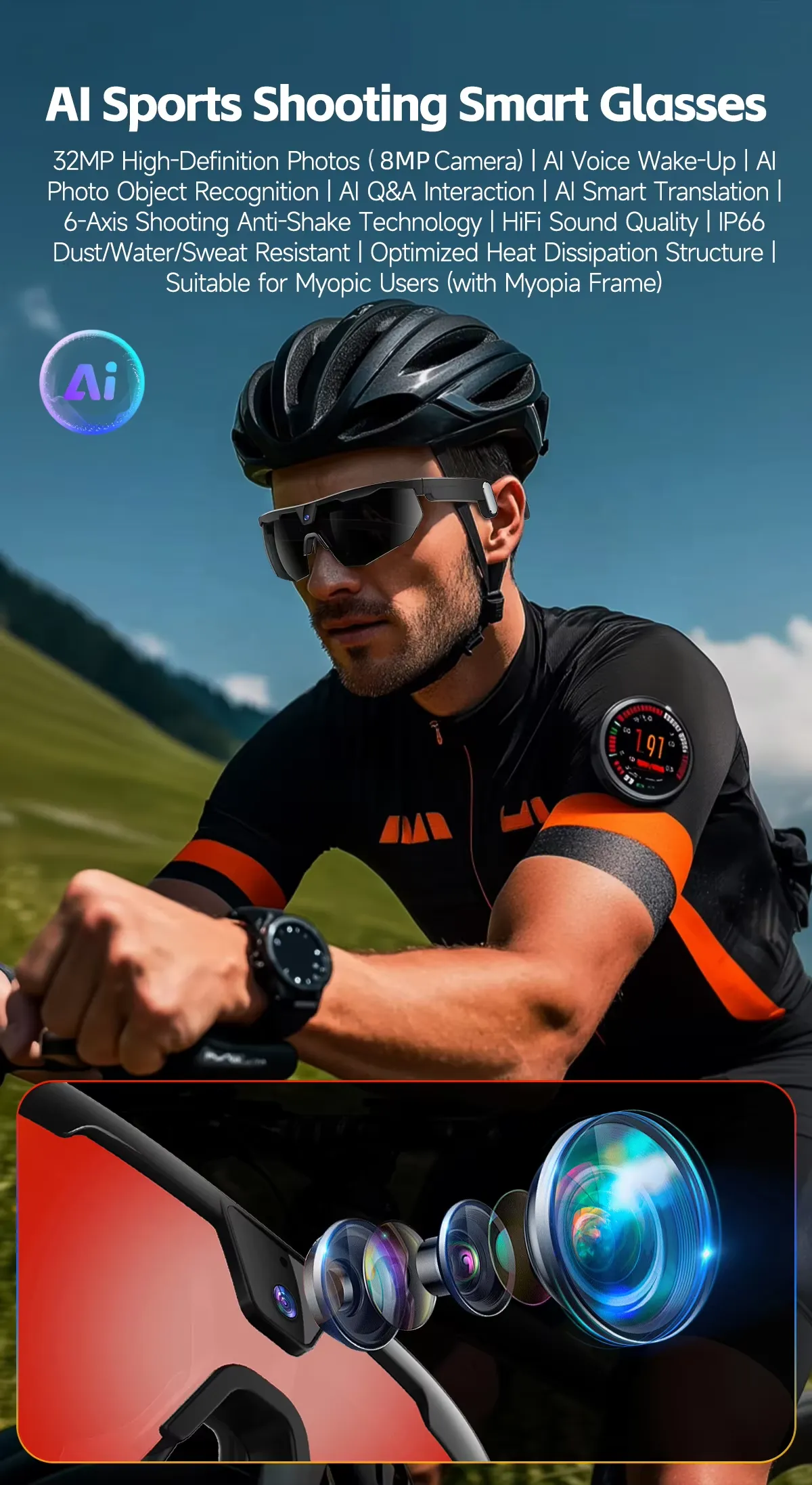 Olevs Smart Glasses SNT STRIDE