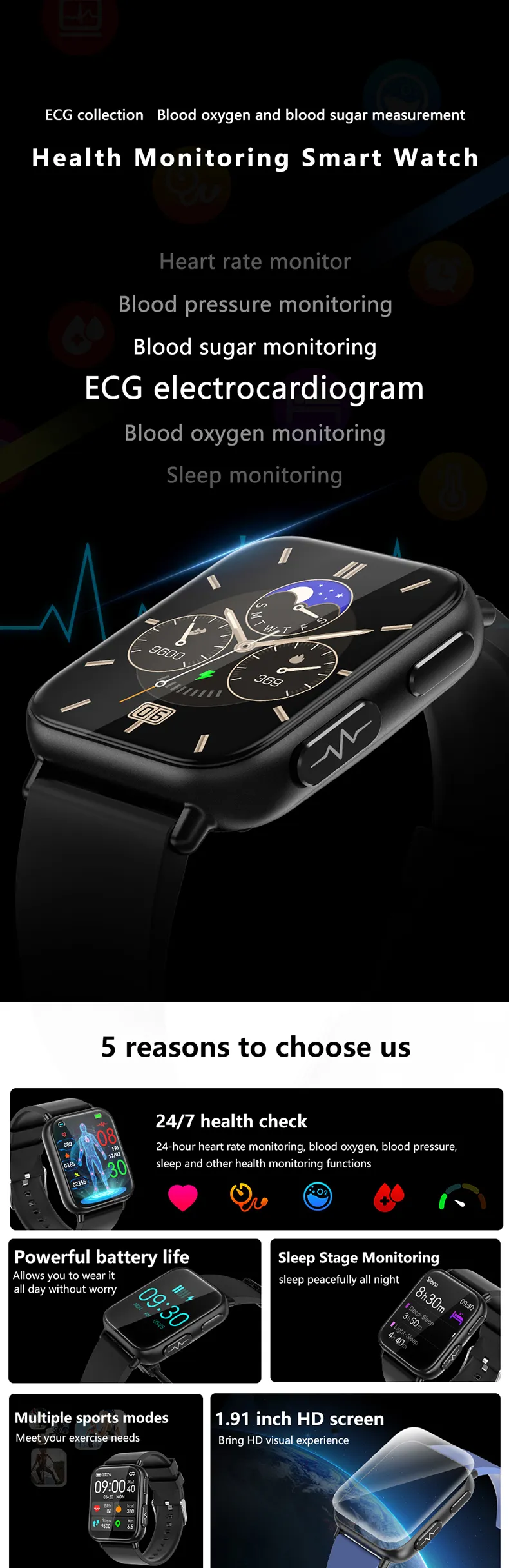 ECG Health Smartwatch TK10